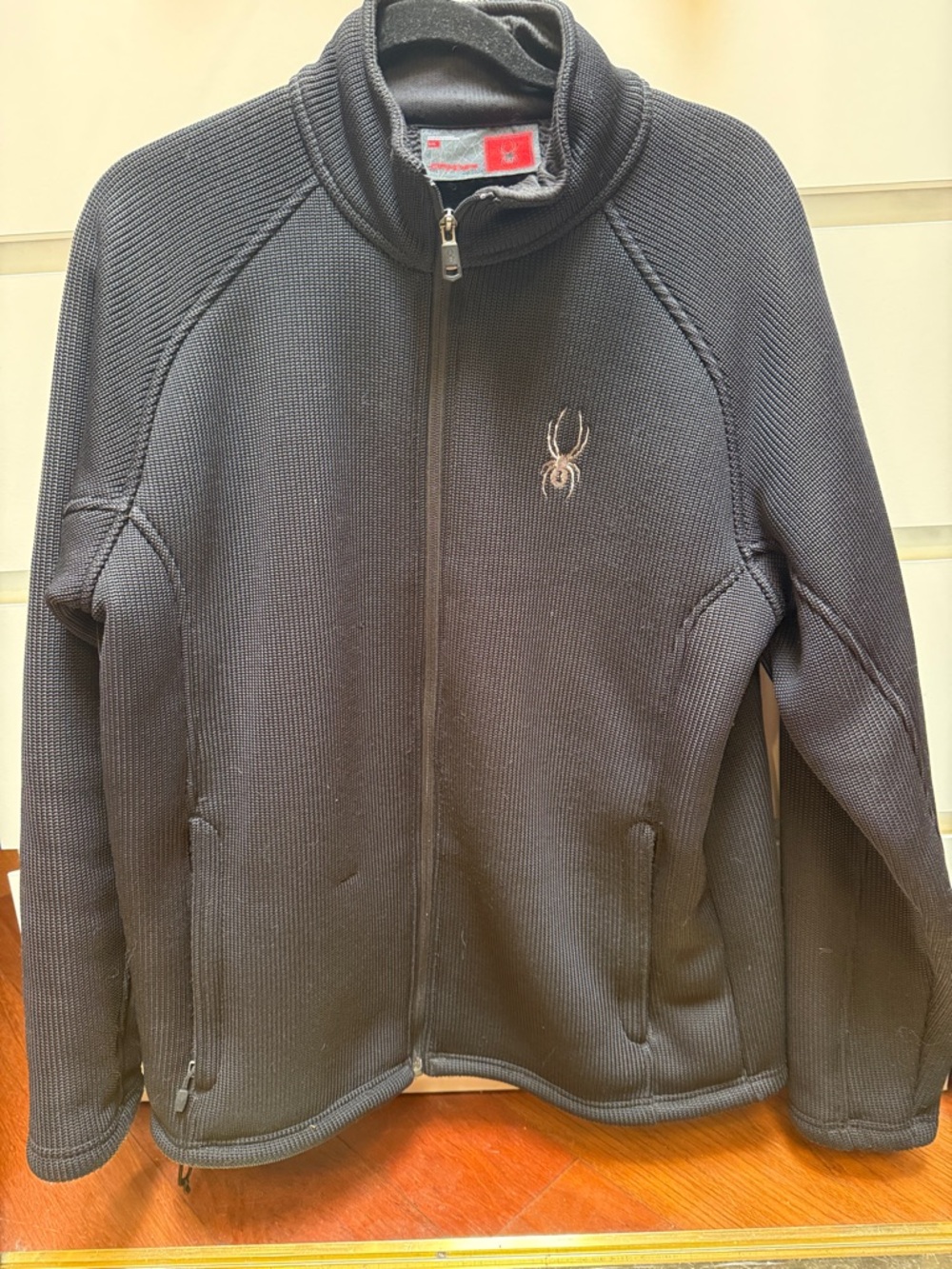 Spyder Black Full-Zip Knit Jacket with Spider Logo